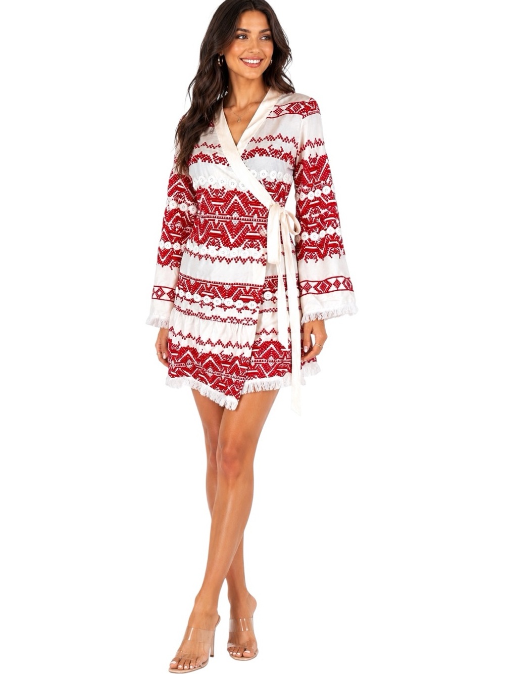Embroidery Wrap Top Dress The Heloise